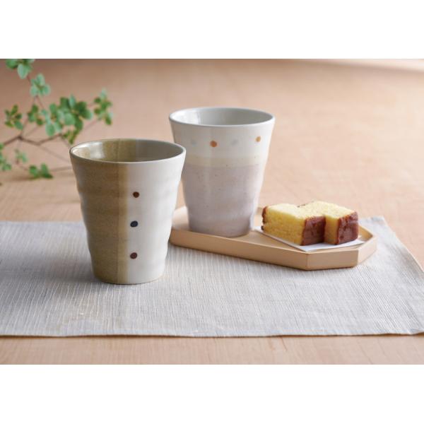 フリーカップ 250ml 2個セット 陶器 コップ 食器 和モダン おしゃれ雑貨 ノベルティ 美濃焼 ドットペイントペアフリーカップ