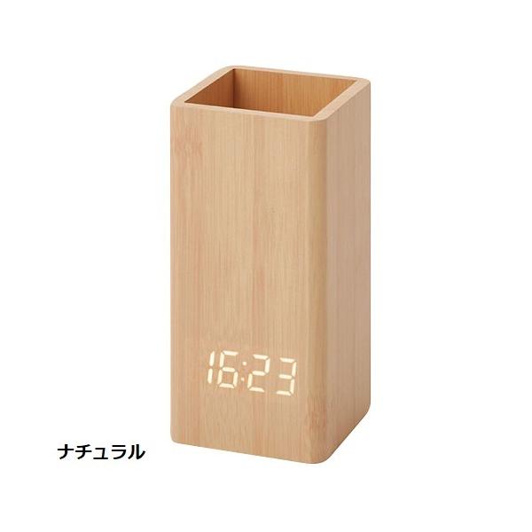 ペンスタンドクロック ペン立て 置き時計 目覚まし時計 木製 おしゃれ雑貨 記念品 ノベルティ 小ロット ウッドペンスタンドクロック