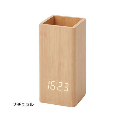 ペンスタンドクロック ペン立て 置き時計 目覚まし時計 木製 おしゃれ雑貨 記念品 ノベルティ 小ロット ウッドペンスタンドクロック
