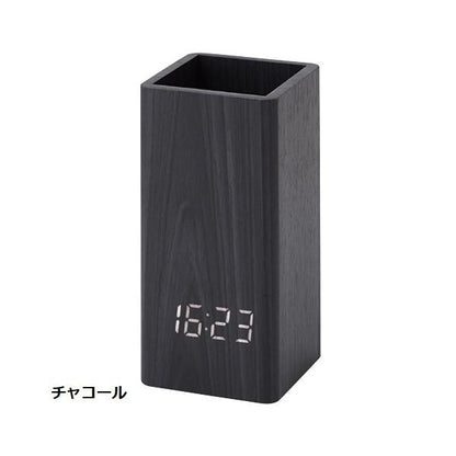 ペンスタンドクロック ペン立て 置き時計 目覚まし時計 木製 おしゃれ雑貨 記念品 ノベルティ 小ロット ウッドペンスタンドクロック