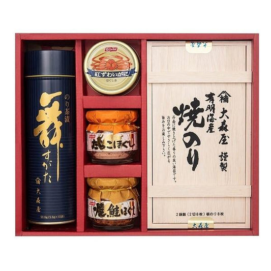 お茶漬け 贈り物 お歳暮 御年賀 お中元 内祝い 大森屋 海苔・ほぐし瓶・カニ缶・お茶漬詰合せ