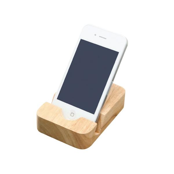 スマホスタンド 木製 エコグッズ 記念品 ノベルティ 小ロット ラバーウッドマルチスタンド