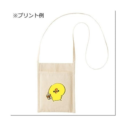 サコッシュ スマホショルダー コットン ミニバッグ 裏面ポケット付 厚手コットン ミニサコッシュ ナチュラル