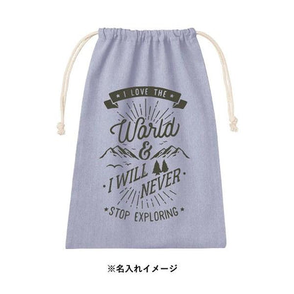 巾着 A4サイズ エコ素材 リサイクルコットン 小物入れ シャンブリック巾着 Lサイズ