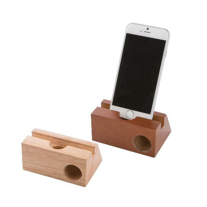 スマホスピーカー 木製 電源不要 エコグッズ おしゃれ雑貨 ノベルティ 小ロット ラバーウッドスピーカースタンド シングルホーン