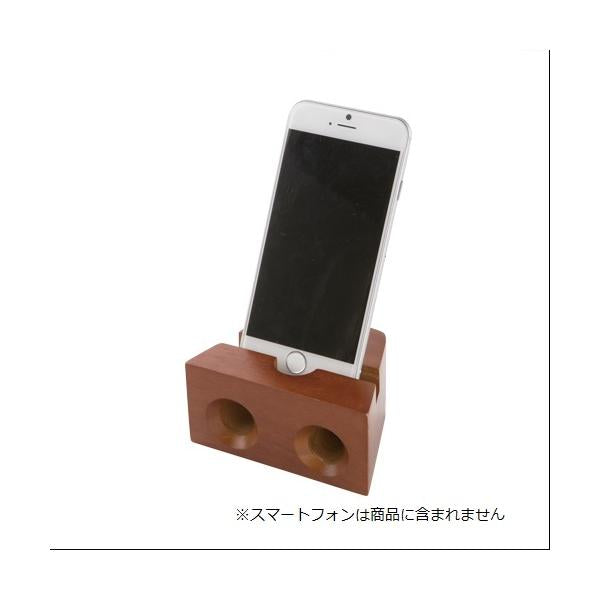 スマホスピーカー 木製 電源不要 エコグッズ おしゃれな雑貨 記念品 ノベルティ 小ロット ラバーウッドスピーカースタンド ダブルホーン