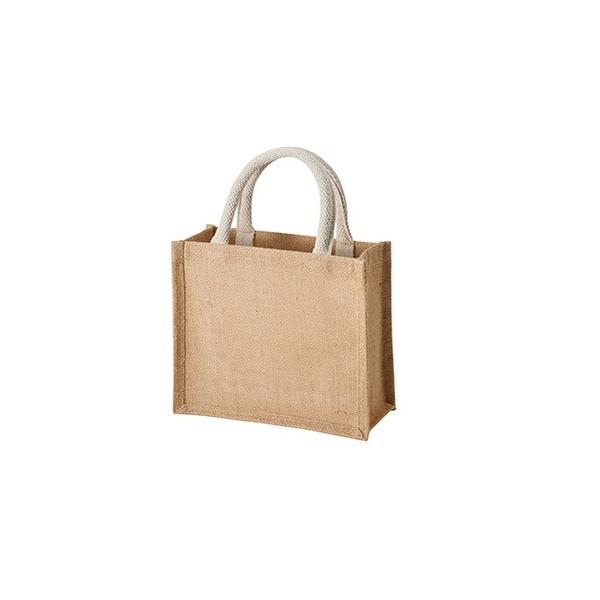 麻バッグ エコバッグ ランチバッグ マイバッグ ノベルティ 小ロット ジュートスクエアトート Sサイズ ナチュラルベージュ