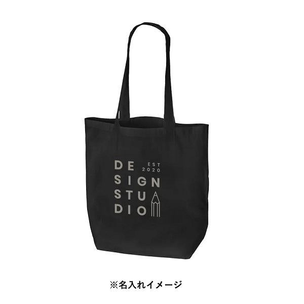 オーガニックコットン エコバッグ SDGs 肩掛け マチ付 A4サイズ ノベルティ オーガニックコットンバッグ Mサイズ ブラック