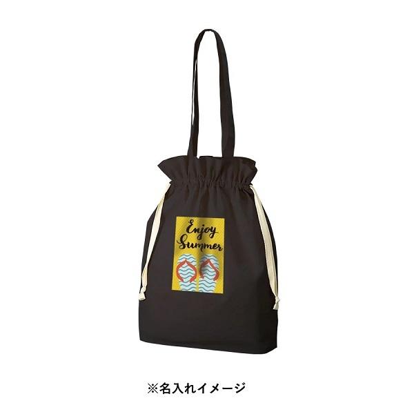 巾着トート オーガニックコットン エコバッグ SDGs ノベルティ 小ロット オーガニックコットンガゼット巾着トート ブラック