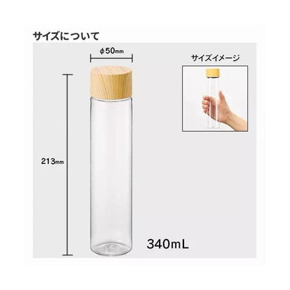 クリアボトル 340ml 木目調 マイボトル 水筒 ノベルティ 小ロット 木目調キャップスリムクリアボトル
