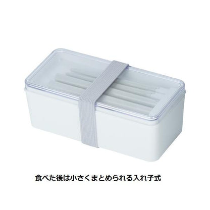 お弁当箱 2段 箸付 ランチボックス 日本製 便利雑貨 ノベルティ クリアランチボックス 箸付