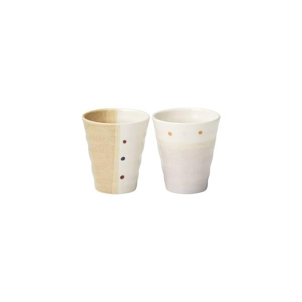 フリーカップ 250ml 2個セット 陶器 コップ 食器 和モダン おしゃれ雑貨 ノベルティ 美濃焼 ドットペイントペアフリーカップ