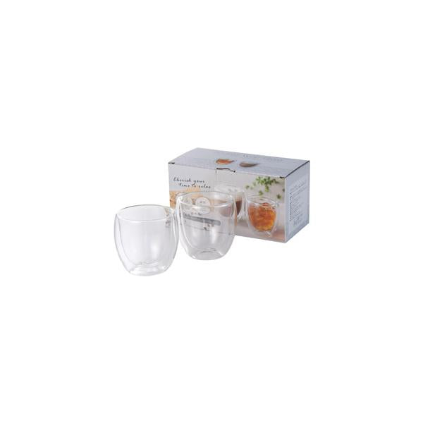 耐熱グラス 2個組 保冷温コップ 250ml 食器 飲み頃キープ ギフトボックス入り ダブルウォールグラス 2個セット