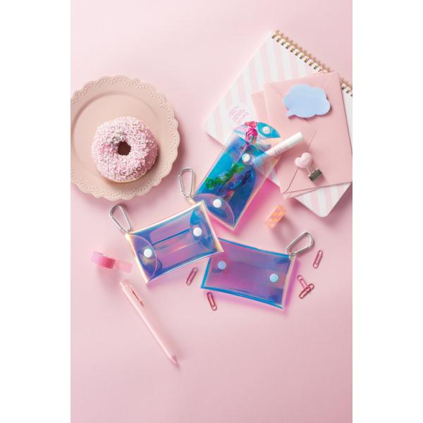 小物ポーチ オーロラカラー カラビナ付き 便利グッズ かわいい 格安 景品 販促品 ノベルティ 小ロット シャイニング オーロラポーチ