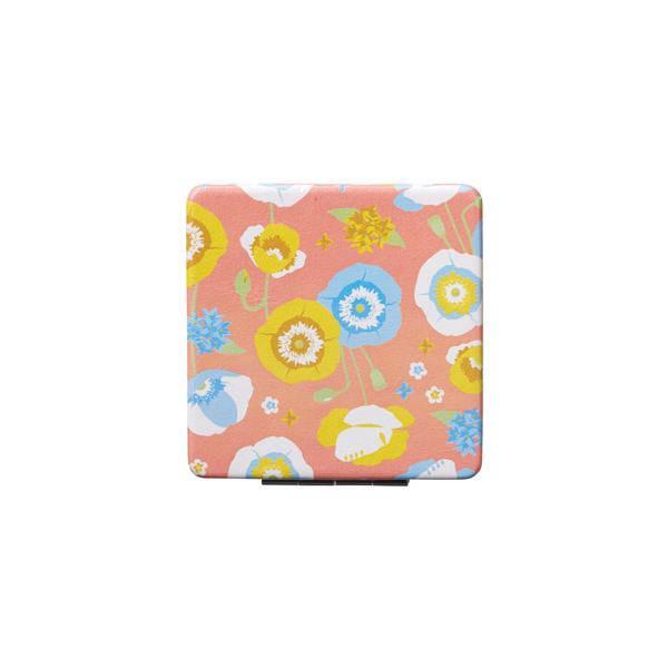 コンパクトミラー 手鏡 拡大鏡付 セルフケア かわいい花柄 格安 景品 販促品 ノベルティ 小ロット フェリテ コンパクトミラー