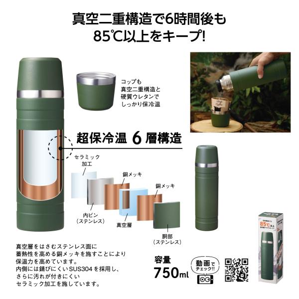 超保冷温ボトル 750ml ステンレスボトル 真空二重構造 アウトドア レジャー 販促 ノベルティ 小ロット マウンテックス 超保冷温ボトル750ml