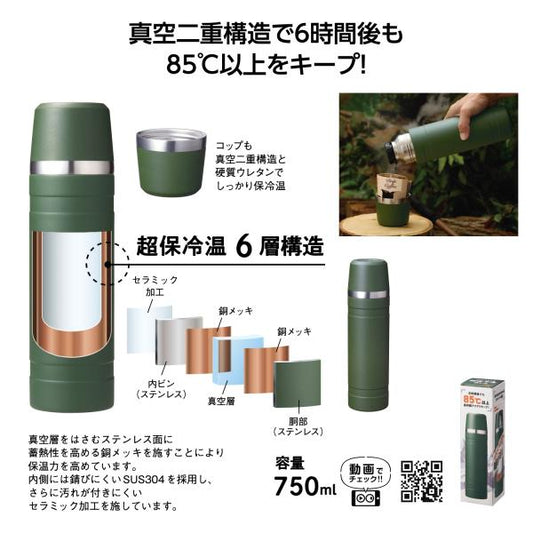 超保冷温ボトル 750ml ステンレスボトル 真空二重構造 アウトドア レジャー 販促 ノベルティ 小ロット マウンテックス 超保冷温ボトル750ml