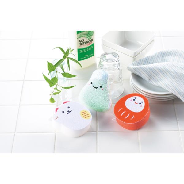 キッチンスポンジ 3点セット かわいい雑貨 開運 お掃除グッズ プチギフト ノベルティ 小ロット 使い分け！縁起物スポンジ3種セット