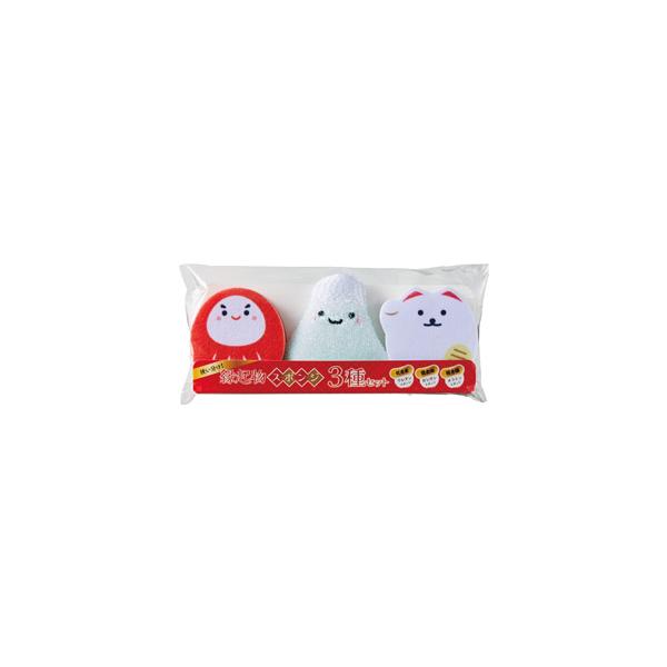 キッチンスポンジ 3点セット かわいい雑貨 開運 お掃除グッズ プチギフト ノベルティ 小ロット 使い分け！縁起物スポンジ3種セット