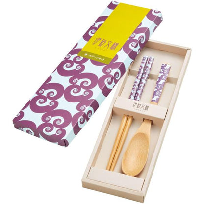 カトラリーセット 食器 天然竹 プラ削減 エコロジー 和柄 ノベルティ 小ロット 伊砂文様 箸・スプーンセット