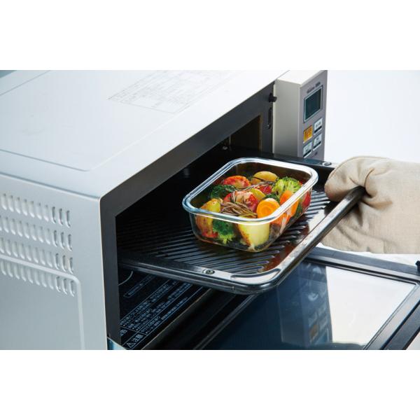 保存容器 600ml 耐熱ガラス お弁当箱 電子レンジ オーブン 冷蔵 便利グッズ ノベルティ 小ロット フタ付耐熱ガラス保存容器