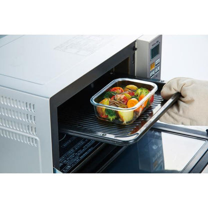 保存容器 600ml 耐熱ガラス お弁当箱 電子レンジ オーブン 冷蔵 便利グッズ ノベルティ 小ロット フタ付耐熱ガラス保存容器