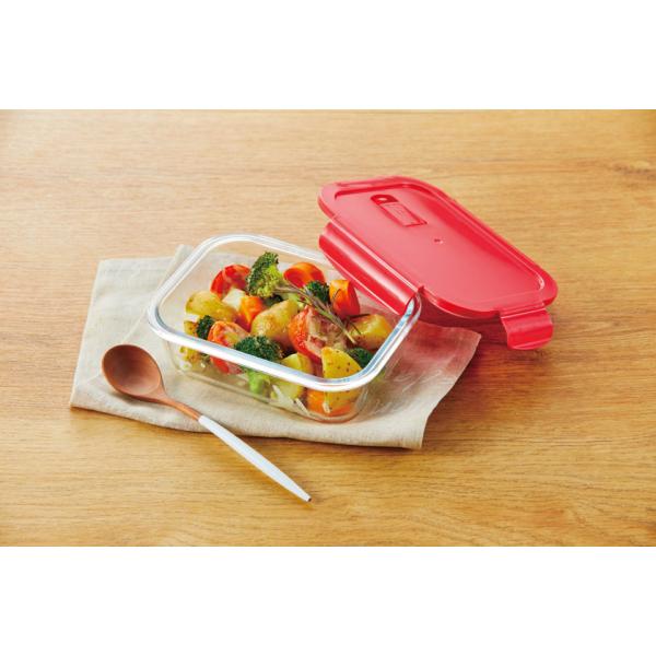 保存容器 600ml 耐熱ガラス お弁当箱 電子レンジ オーブン 冷蔵 便利グッズ ノベルティ 小ロット フタ付耐熱ガラス保存容器