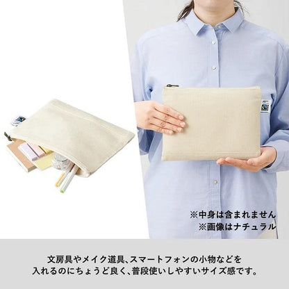 フェアトレードコットンキャンバスフラットポーチ Mサイズ