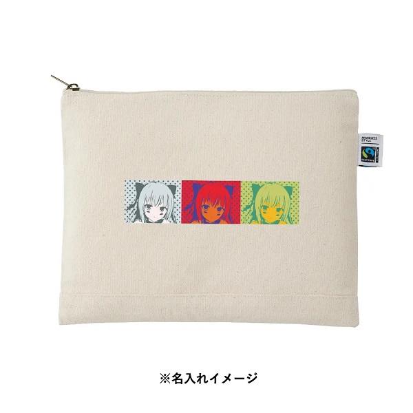 フェアトレードコットン SDGs ポーチ 小物入れ ノベルティ フェアトレードコットンキャンバスフラットポーチ Lサイズ ナチュラル