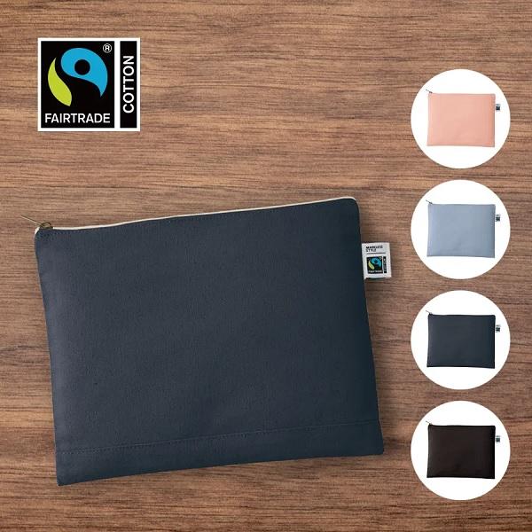フェアトレードコットン SDGs ポーチ 小物入れ 格安 景品 ノベルティ 販促品 フェアトレードコットンキャンバスフラットポーチ Lサイズ