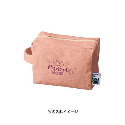 フェアトレードコットン SDGs ポーチ 小物入れ 格安 景品 ノベルティ 販促品 フェアトレードコットンキャンバスファスナーポーチ Mサイズ