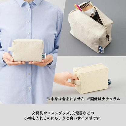 フェアトレードコットン SDGs ポーチ 小物入れ 格安 景品 ノベルティ 販促品 フェアトレードコットンキャンバスファスナーポーチ Mサイズ