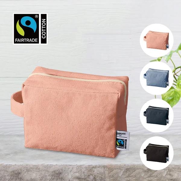 フェアトレードコットン SDGs ポーチ 小物入れ 格安 景品 ノベルティ 販促品 フェアトレードコットンキャンバスファスナーポーチ Mサイズ