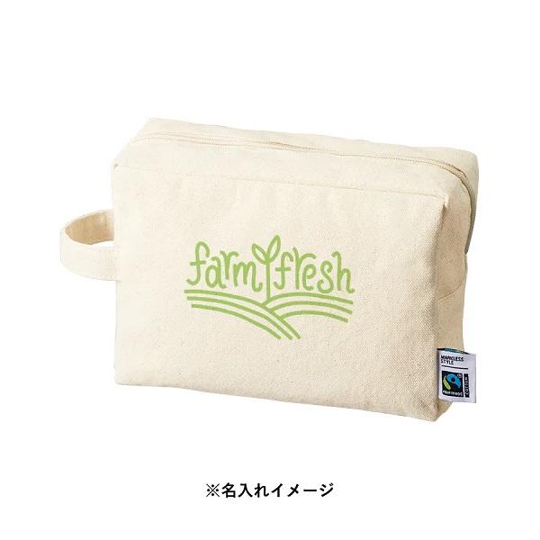 フェアトレードコットンキャンバスファスナーポーチ Lサイズ ナチュラル