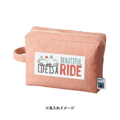 フェアトレードコットン SDGs ポーチ 小物入れ 格安 景品 ノベルティ 販促品 フェアトレードコットンキャンバスファスナーポーチ Lサイズ