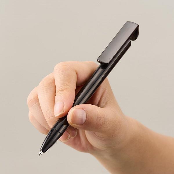 ボールペン 0.7mm スマホスタンド エコ素材 再生PET おしゃれ文具 記念品 スマホスタンド付OBPボールペン（再生PET）