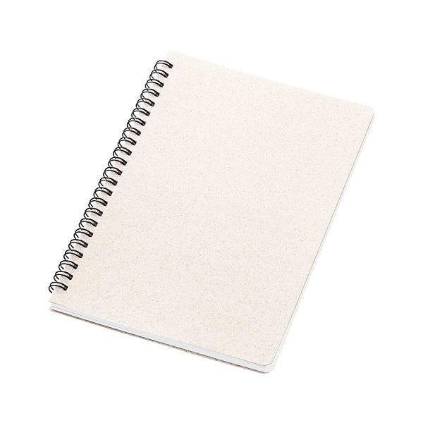 A5ノート リングノート 方眼線 再生紙使用 エコ文具 記念品 ノベルティ リサイクルA5リングノート 麦わら配合表紙