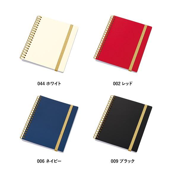 おしゃれ ノート ゴムバンド 6mm罫線 手帳風 記念品 ノベルティ ゴールドリングハンディノート