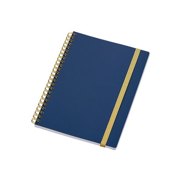 A5 ノート おしゃれ ゴムバンド付 6mm罫線 記念品 ノベルティ ゴールドリングA5ノート