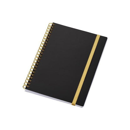 A5 ノート おしゃれ ゴムバンド付 6mm罫線 記念品 ノベルティ ゴールドリングA5ノート