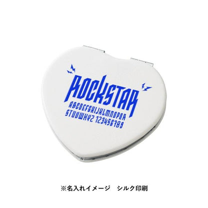 ハート型ミラー 高級感 拡大鏡付き 携帯ミラー 記念品 ノベルティ 合皮コンパクトミラー ハート