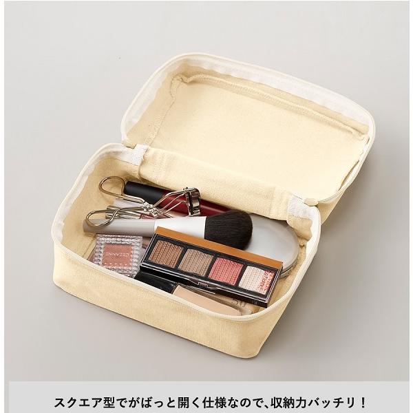 コスメポーチ ぬいポーチ ファスナーポーチ コットン トラベルグッズ ノベルティ キャンバススクエアファスナーポーチ Mサイズ ナチュラル