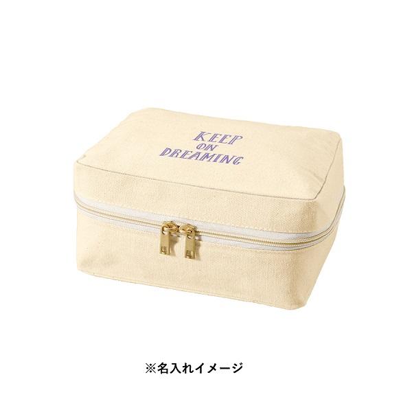 コスメポーチ ぬいポーチ ファスナーポーチ コットン トラベルグッズ ノベルティ キャンバススクエアファスナーポーチ Mサイズ ナチュラル