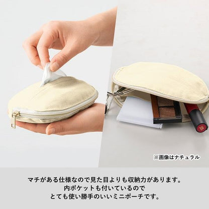 ティッシュポーチ コスメポーチ ファスナーポーチ 小物入れ コットン ノベルティ キャンバスラウンドティッシュポーチ ナチュラル