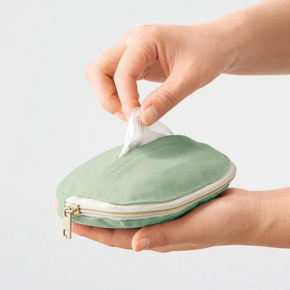 ティッシュポーチ コスメポーチ ファスナーポーチ コットン 推し活グッズ ノベルティ キャンバスラウンドティッシュポーチ