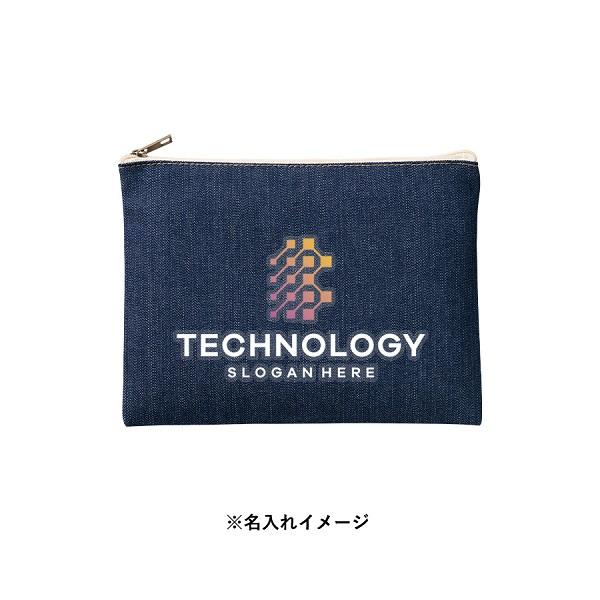 コットン かわいい雑貨 デニムフラットポーチ Mサイズ インディゴ