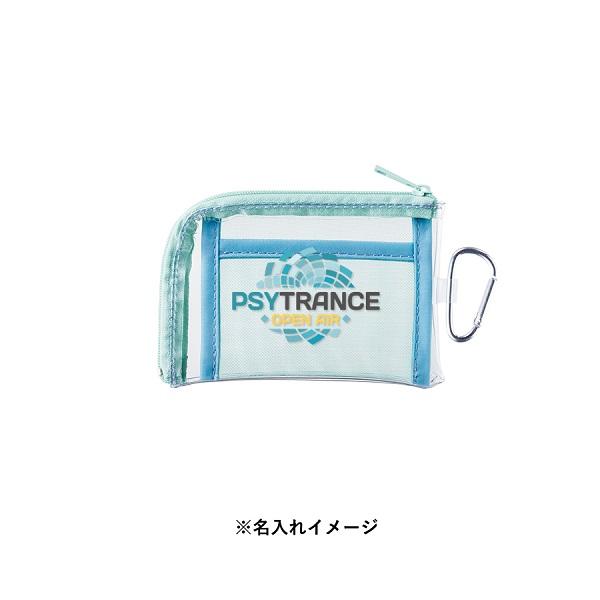 クリアポーチ カラビナ付 トレカポーチ チェキ収納 推し活グッズ ノベルティ メッシュポケットクリアミニポーチ カラビナ付