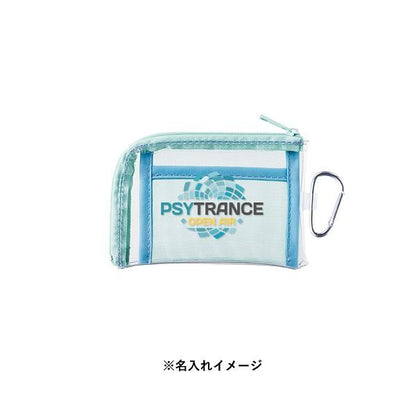 クリアポーチ カラビナ付 トレカポーチ チェキ収納 推し活グッズ ノベルティ メッシュポケットクリアミニポーチ カラビナ付