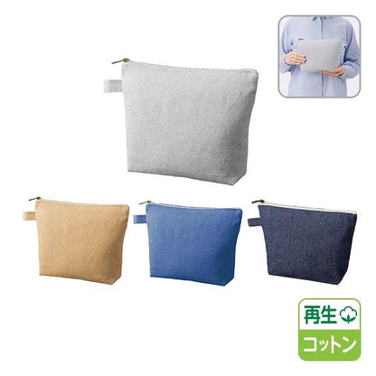 舟形ポーチ エコ素材 リサイクルコットン 小物入れ シャンブリックキャンバスデイリーポーチ Mサイズ
