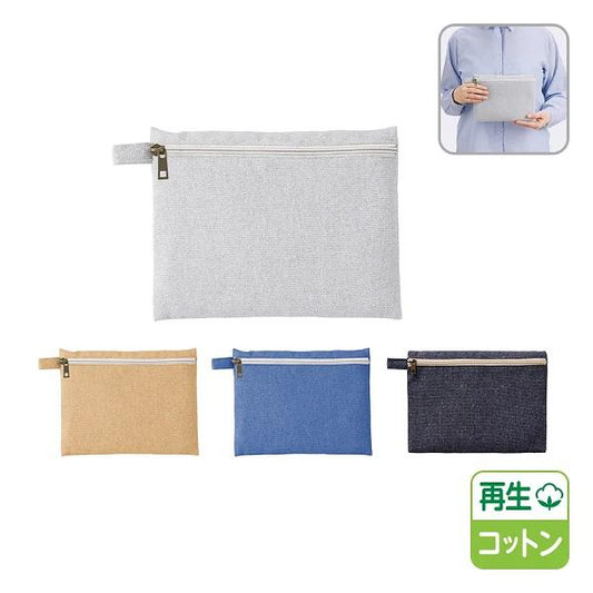 ポーチ エコ素材 リサイクルコットン 小物入れ ノベルティ 記念品 シャンブリックキャンバスフラットポーチ Mサイズ